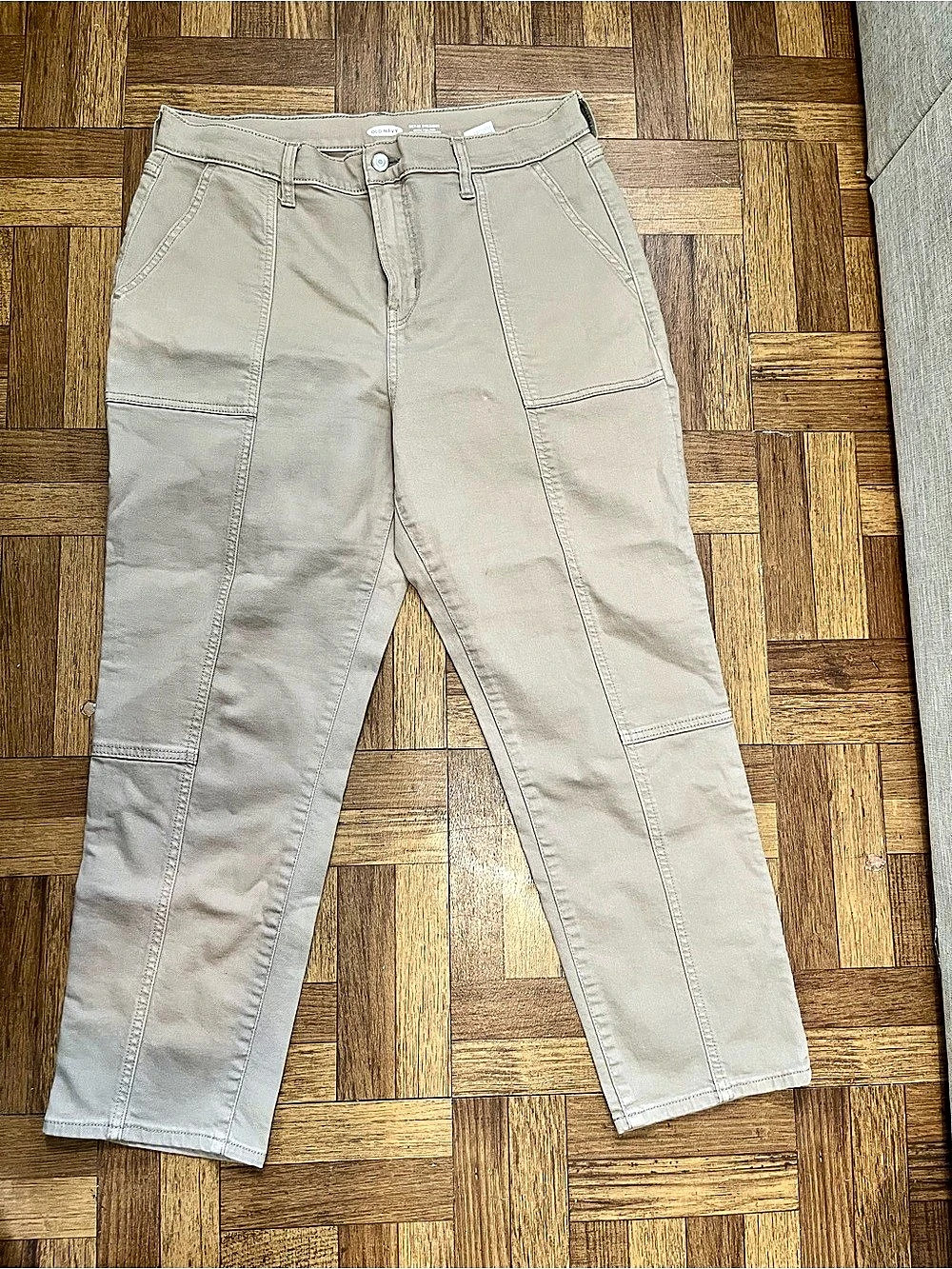 Old Navy Sky-Hi Straight Seamed Utility Pants Beige Size 12